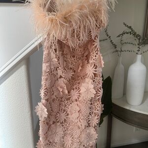 NWT Karen Millen Lace Feather Bardot Woven Midi Dress Size US 6